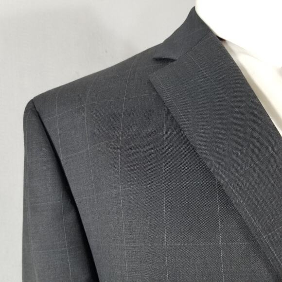 Michael Strahan suit men's 46R black window pane Wool Blend Pants 46x28 - Picture 5 of 11